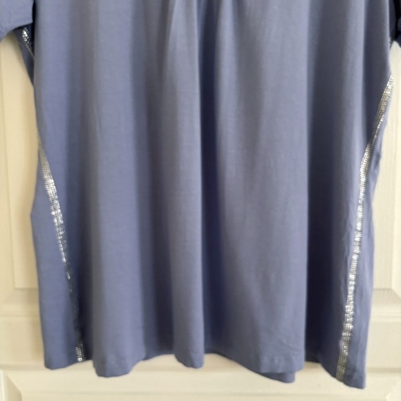 Marina Rinaldi Voyage Embellished T Shirt Large Short Sleeve Blue - Picture 3 of 8